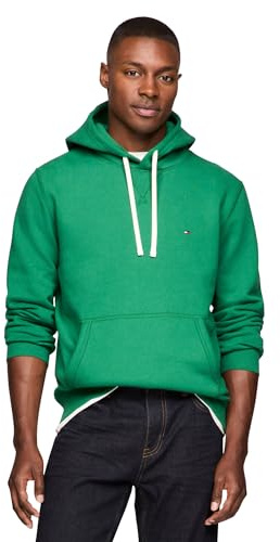 Tommy Hilfiger Men's Medium Weight Solid Fleece Hoodie Sweatshirt, Also Available in Big & Tall, Nouveau Green, L