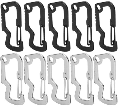 equlup Bottle Opener Carabiner, 3.3x6.5cm/1.3x2.6in Stainless Steel D Shaped Buckle Carabiner Multifunctional Spring Hook Clips with Bottle Opener for Hiking Camping
