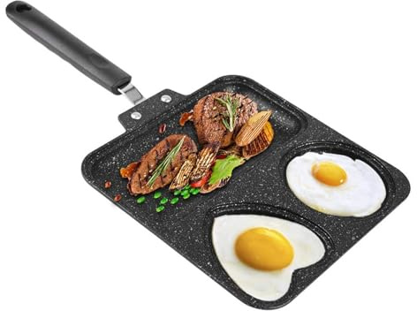 Petyoung Padella 3 in 1, antiaderente, compatibile con induzione, per colazione, griglia, padella per uova, manzo, bistecca
