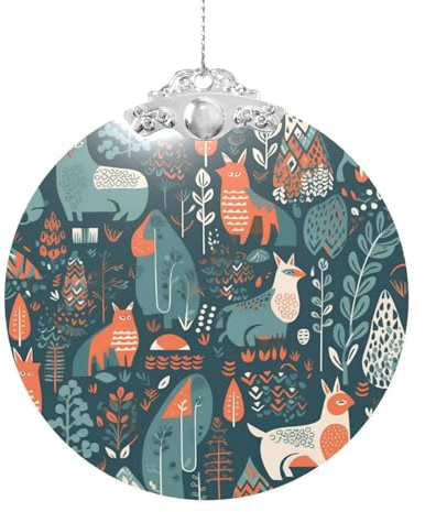 Weihnachtsschmuck, Weihnachtsbaum-Hängeornamente für Feiertage, runde Glasornamente, Bastelanhänger, Weihnachtsbaumschmuck, skandinavische Tiere, Ornamente für Weihnachtsbaum, Weihnachtsdekoration