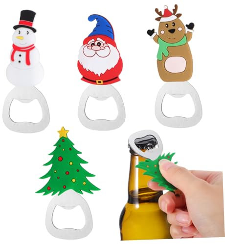 ANDRESLAD 4pezzi Apribottiglie Birra Tema Natalizio Portatile Cartoon Regalo Natale Adulto Picnic Camping