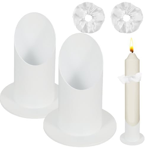STFYUG 2 Stück Weiß Kerzenständer Kommunionkerze, Kommunionskerzenständer, Kommunionkerze Ständer, Kerzenhalter Kommunion mit 2 Kerzenrock, für Taufkerze, Taufkerzenhalter, Stabkerze