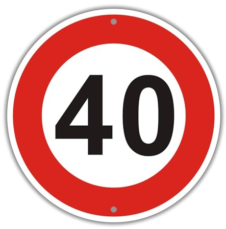 Felexdo Höchstgeschwindigkeit 40 km, Ø 30cm Verkehrszeichen Schild aus Aluminium Reflektierend, Wetterbeständig Einfache Installation für den Außenbereich