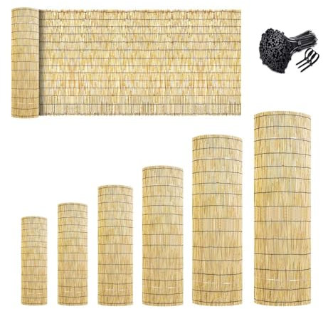 Arelle Bamboo Esterno Arelle Canniccio 0,5m 1,1m 1,2m 1,4m 1,5m 1,6m 1,8m Alto Giardini Balconi Schermo Privacy Ombreggiante Bambù per Recinzioni E Decorazioni Diritto Robusto Facile Tagliare(Natural)