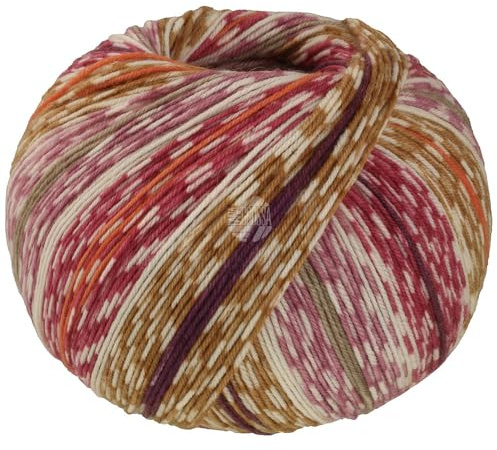 MEILENWEIT 100g Cashmere Mezzo 4205 - Burgund/Ocker/Ecru/Bordeaux/Orange/Fliederlila/Graubeige