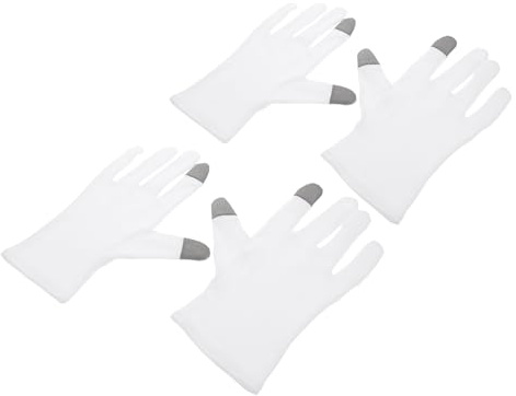 Mipcase Guanti Idratanti in Cotone 2 Paia per Dormire Lozione Integrata Guanti Elasticizzati Morbidi e Cura della Pelle per Mani Secche per Uso Notturno