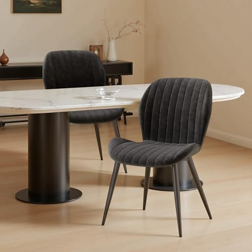 Hawthyhome Esszimmerstühle 2er Set Ergonomischer Stuhl Kohlschwarz | Stühle Esszimmer,Polsterstuhl mit Wasserdichtes Material & Metallbeine,Küchenstuhl für Esszimmer,Wohnzimmer,Balkon,Büro