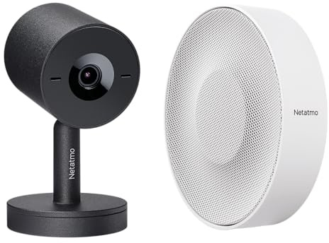 Netatmo Pack Intelligente Caméra Intérieure Advance + Sirène Intérieure Intelligente - Reconnaisse Faciale Optimisée par IA, Audio Bidirectionnel, Angle de Vue de 130°, 2K HDR, Zoom X16 - Noir