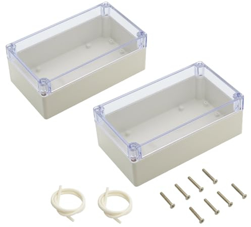 2 stycken kopplingsdosor för hölje, elektronisk låda, vattentät IP65 tomt hölje plasthölje med klart lock, elektronisk distributionsbox projekthus anslutningsbox – 158 x 90 x 60 mm