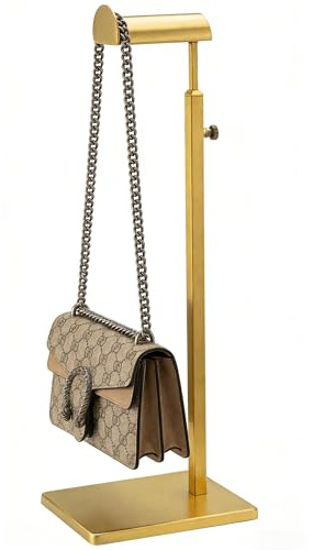 MINGZE Espositore per borse, con gancio singolo, regolabile in altezza 37-60 cm, base piatta stabile, multiuso, in metallo, per boutique store o casa, organizer per borse