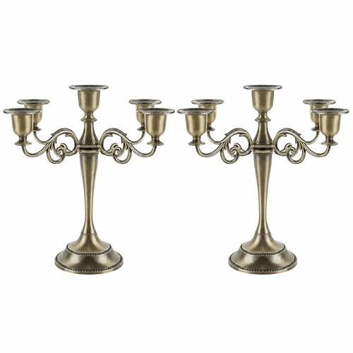 LDHHYH 2 Pack 5 Arm Candelabra Candle Holders, Metal Candle Stand