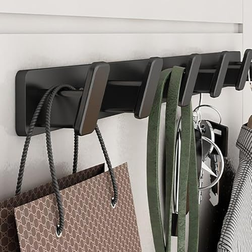 YESENT Perchero de pared, Perchero de Pared 5 Ganchos, Aluminio Percha de pared para Colgar Abrigos Bufandas, Monederos y más- negros