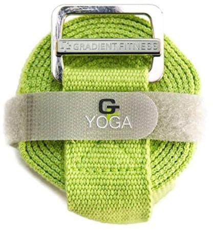 Gradient Fitness Yoga Strap, Friction-Less Easy-Feed Buckle, Yoga Straps for Stretching, Super Soft Cotton/Polyester Blend Webbing, Yoga band, Free eGuide. (8 Feet) Green