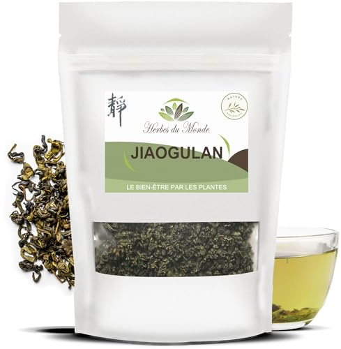 Herbes du Monde - Thé Jiaogulan Feuilles séchées - Tisane de l’immortalité -100% de Gynostemma pentaphyllum, tonifiant efficace et puissant antioxydant naturel - 1 sachet de 80g