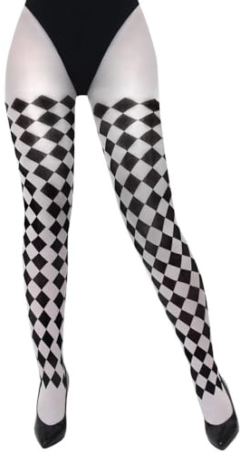 I LOVE FANCY DRESS Collants d'Halloween pour femme Coutures Arlequin Résille Cicatrice Squelette Rayé , Collant Arlequin, Taille unique
