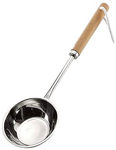 eliga Schöpfkelle mit Mulde aus Edelstahl und Holzgriff, 1 Stück (1er Pack)