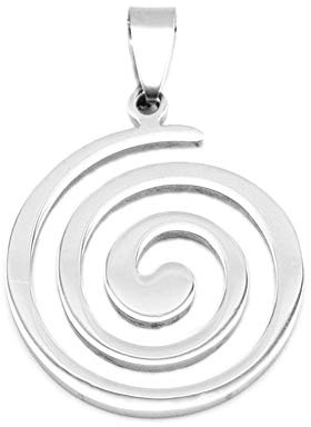 BlackAmazement Anhänger 316L Edelstahl Schnecke Wirbel Swirl Kelten 500mm Lederband Halskette Silber Gold Damen Herren (Anhänger ohne Kette)