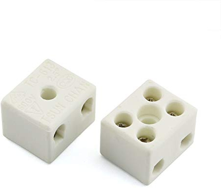PZRT Morsettiera 2W5H in ceramica e porcellana, 2 vie, 5 fori, 24 A, 2 pezzi