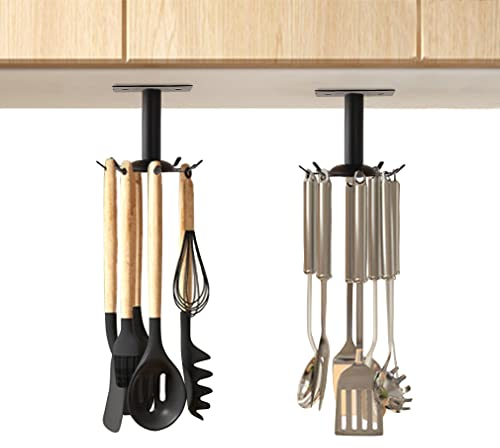 Aosome 2 soportes para utensilios de cocina de acero inoxidable giratorio de 360°, 8 ganchos