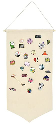 Winmany Aufbewahrungskoffer für Brosche und Schmuck, aus Segeltuch, Emaille, Anstecknadel, Banner, Halter, Ohrringe, Halskette, Glitzer, Sammlungs-Organizer(weiß)