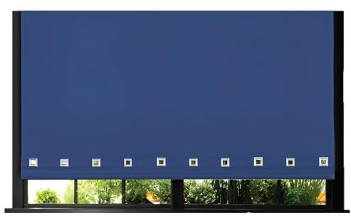 Funky Gadgets Roller Blinds Square Eyelet Light Filtering Roller Blind Daylight Trimmable Blinds Child Safe Easy Fit Metal Tube Home Office Window Blinds- Blue, W90 x L165cm