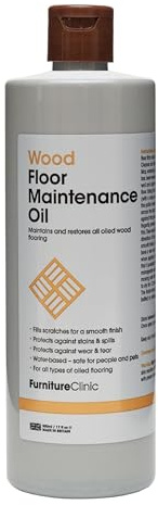 Huile d'entretien pour sols en bois 500 ml – Entretien et restauration de tous types de parquets huilés Protège contre les taches Réduit l'usure et les déchirures.