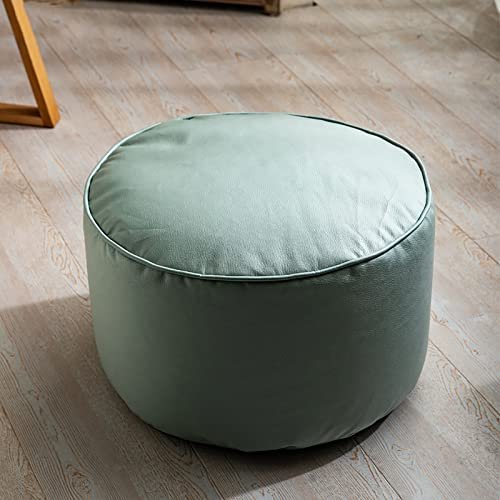 W&X Volltonfarbe Gefüllt Sitzsack,Weich Sitzhocker Sitzpuff Couch Hocker,Modernen Klein Polsterhocker Für Wohnzimmer Schlafzimmer,Runde Pouf Leder Sitzpouf-J 45x45x28cm(18x18x11inch)
