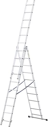 DRABEST Scala Base in Alluminio per Casa a 3 Elementi – Scaletta 3x10 Gradini – Scaletta Leggera in Alluminio – Scala Pieghevole per Casa – Portata 150 Kg – 45x270x16cm