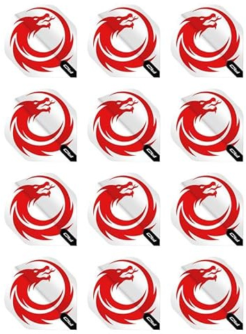 RED DRAGON White Dragon Design Hardcore XT Dart Flights - 4 Sets Per Pack
