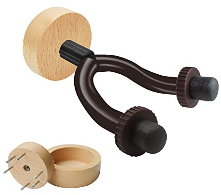 TTCR-II Gitarrenhalter Punch Free Universal Gitarren Halter Wand Halterung | Buche Gitarren Haken Halter Violine Ukulele Non Marking Nails Metall Gitarrenständer mit abnehmbaren Blende Klebstoff