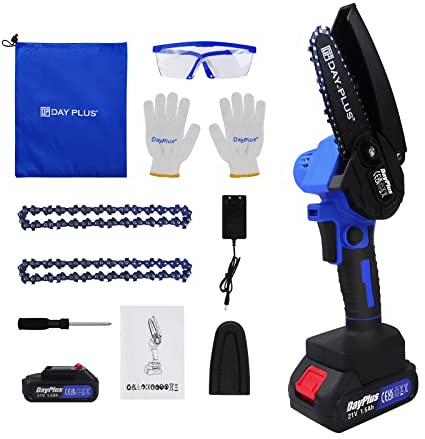 Mini motosega, batteria da 4 pollici, batteria da 1500 mAh, kit per motosega a batteria, motosega elettrica portatile, potatura per tagliare legno, potatura alberi