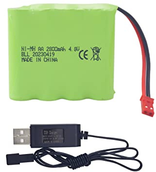 1PCS AA 4.8V 2800mAh RC Akku mit JST-2P Stecker und USB Ladekabel passend für RC Fernbedienung elektrische Spiele/Bagger/Autos/LKW/Engineering Fahrzeuge