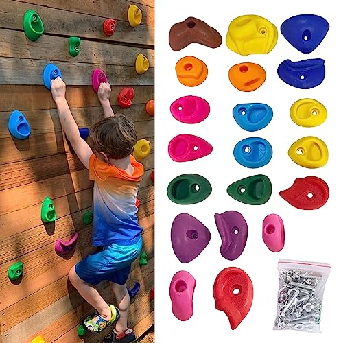 Klettergriffe Gartenspielplatz-Klettergriffe für Kinder, Kunststoff-Kletterset für Den Innen- Und Außenbereich mit Schrauben, 16 Stück 20 Stück Optional, Solide Wand-/Tafelhalterung ( Color : Solid wa