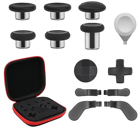 13 in 1 Metall Daumensticks f??¡§?1r Xbox Elite Controller Series 2 Zubehör, Ersatz Magnetische Tasten Kit Enthält 6 Metallbeschichtung Joysticks, 4 Paddles, 2 D-Pads, 1 Justierwerkzeug (schwarz)