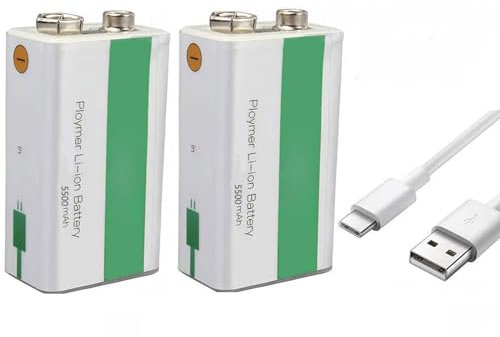 SSCYHT Batterie Rechargeable au Lithium 9 V 6800 mAh 6200 mAh 5500 mAh Chargement USB Batterie carrée Li-ION 9 Volts pour Batterie de Secours pour Microphone multimètre Jouet,9v5500mah