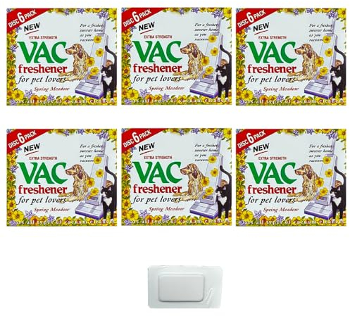 VR Angel Vac Extra Strength Refreshing Fragrance Hoover Disc, Air-Fresheners for Pet Lovers Fits All Vacuum Cleaners Hoover Disc, Spring Meadow Including One Moth Killer Sachet (Spring 6 pk)