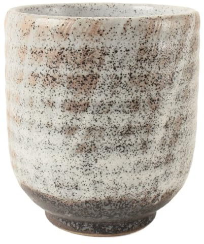 Mino ware Yunomi Chawan Teetasse, japanische Keramik, 340 ml, hergestellt in Japan (Japan-Import), Weiß und Braun MMY004