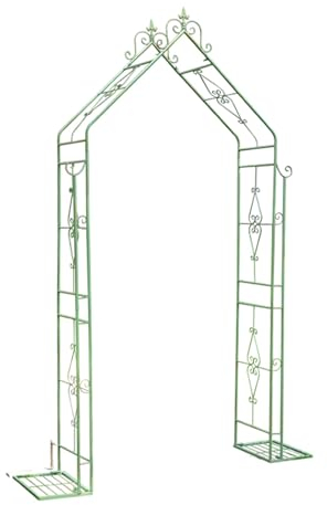 Yajuer Gartenbogen aus Metall für den Außenbereich, Rankgitter mit Klettern, rostfreier Stütztorbogen für Kletterblumen, Weinreben, Rosen, Terrasse, Hinterhof (Color : Green, Size : Arch with Tray)
