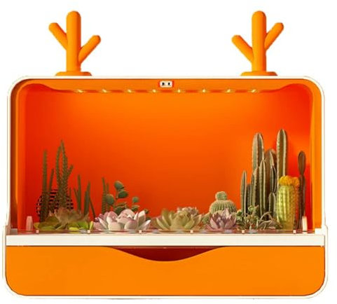 QUTBAG Maceta suculenta, macetero Inteligente con luz LED de Crecimiento y Ventilador, macetas pequeñas con Agujero de Drenaje para decoración de Interior y Exterior, hogar, jardín, Cocina A