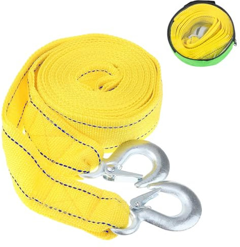 Graplan 4M Corda Traino, 5T Alta Resistenza con Due Ganci, Cinghia di Traino Resistente con Sacchetto, Fune a Doppio Strato per Auto e Bici