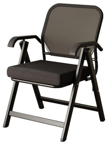 Klappstuhl Gepolstert Mit Armlehne,stark Metall Klappstuhl,Ergonomischer, Atmungsaktiver Netz-klappstühle, Stühle Esszimmer Balkon Büro, Stapelbar(Black)