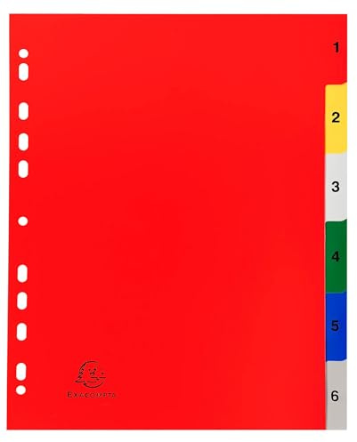 Exacompta 20 Register PP 6 nummerierte Taben 1-6 farbig A4 Maxi