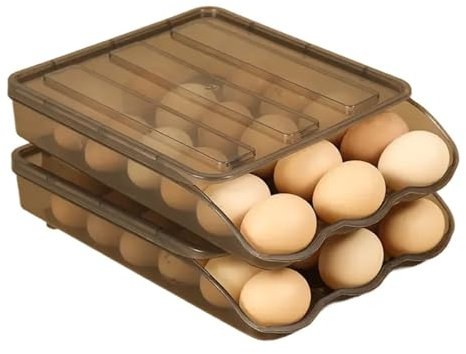 GSCLZ Automatische rollende Eierbox, mehrschichtiger Rack-Halter for Kühlschrank, Frischhaltebox, Eierkorb, Aufbewahrungsbehälter, Küchenorganisatoren(2 pcs)