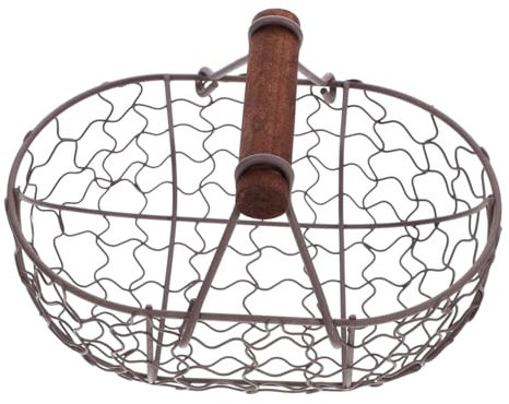 TOGEVAL Creative Retro Storage Basket for Eggs and Fruits Lightweight Organizer for Kitchen and Dining Room Stylish Decorative Wire Container Grey