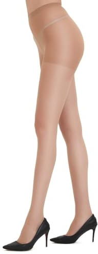 DUCMODA Ultra Durability Sheer Tights for Women, 20D Rip Resistant Strong Pantyhose, High Waist Stocking with Reinforced Toe-1 Nude-M