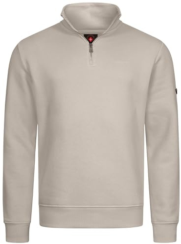 Höhenhorn Troiberg herrtröja 1/4 dragkedja sweatshirt troyer med krage, Beige, XL
