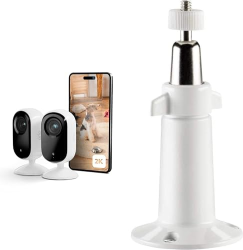 Arlo Essential 2 Indoor 2K, Caméra de Surveillance WiFi Intérieure pour Animaux de Compagnie, Vision Nocturne, avec obturateur d'objetif, Essai Secure Inclus, 4 Caméras Blanc + Bras De Fixation