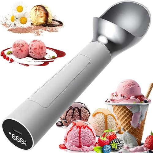 Cuillère à glace électrique, cuillère à glace à chauffage automatique, cuillère à glace chauffée thermostatique rechargeable de 2 oz avec affichage intelligent, étanche IP67, for magasin de desserts