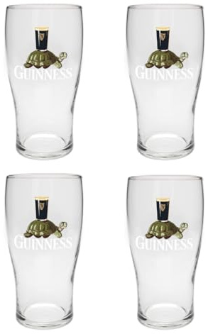 Shamrock Gift Company Guinness - Juego de 4 vasos de pinta ideales para el hogar, bar y cocina (tortuga)