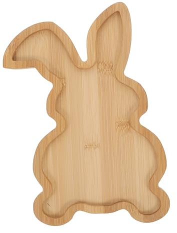 Cabilock Pallet di Legno di Coniglio Piatto spuntino Cibo Vassoio Natalizio Vassoio Pasquale Vassoio Coniglietto con Decorazioni pasquali Vassoio da Tavolo a Forma di Coniglietto Brown